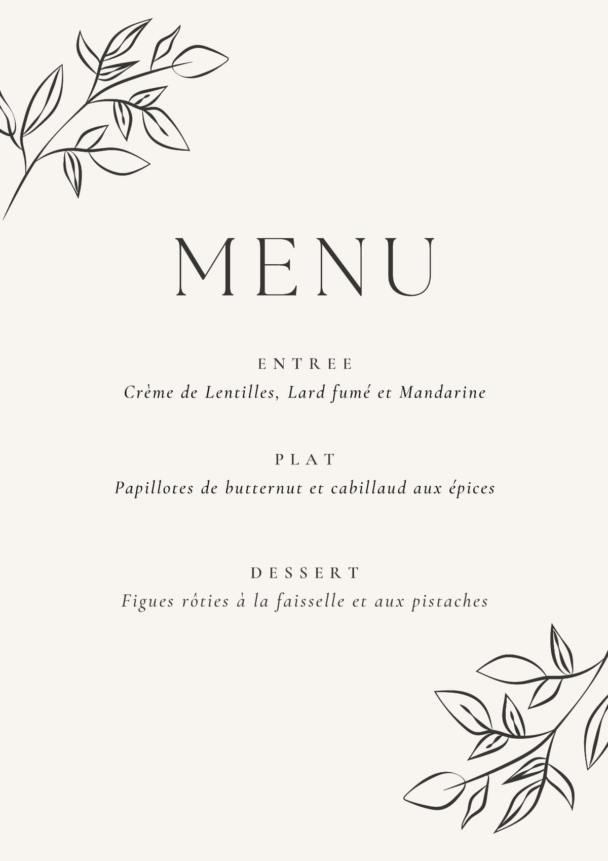 Menu Traiteur